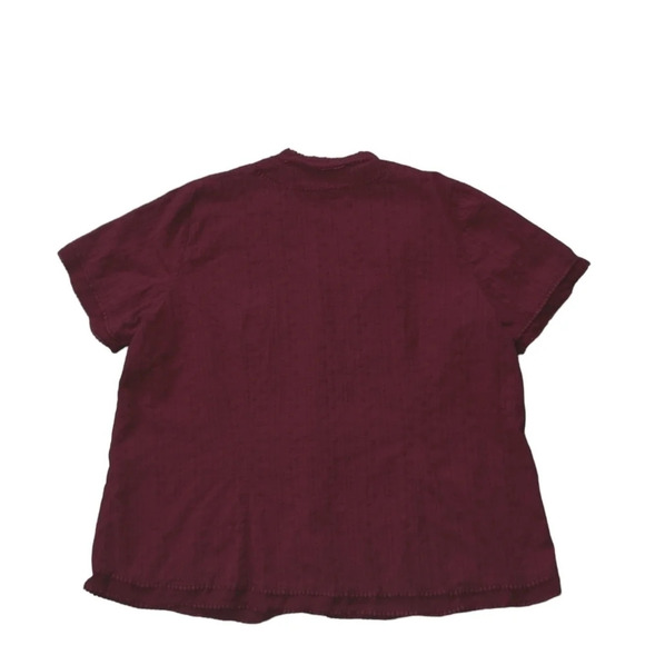 Penningtons Eyelet Red Wine Cotton Blouse with Sheet Trim 18 - Picture 6 of 9